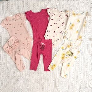 Adorable Ladybugs Bees Dragonflies Baby Onesies and Pants Sets Outfits Bundle 6M